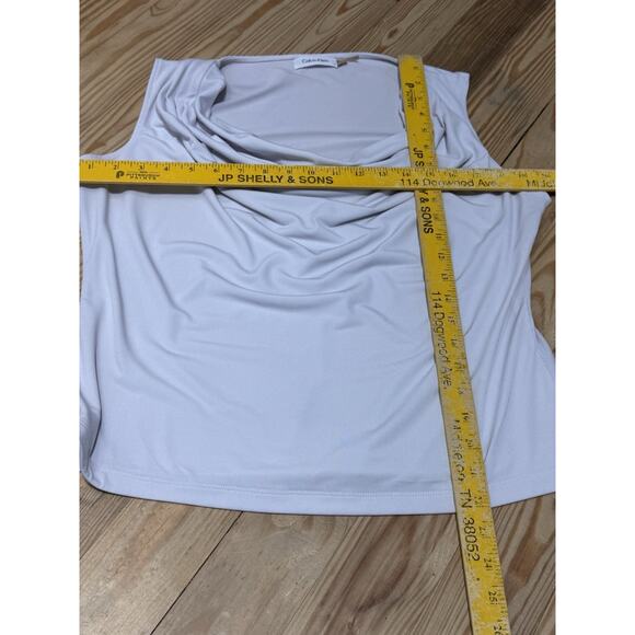 Calvin Klein Draped Neckline Sleeveless Knit Top White Women’s Size XL - Picture 4 of 5